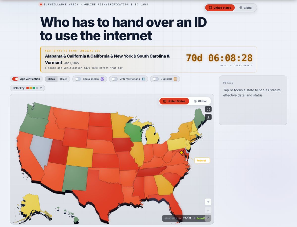 Censorship Tracker website with its interactive US map
